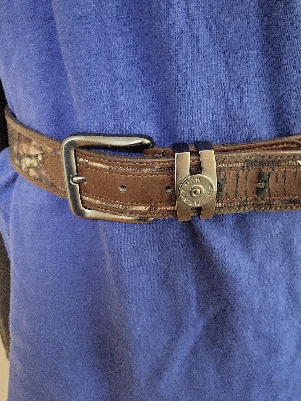 Mossy Oak Brown Leather Men’s Belt with Silver Buckle